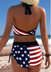 American Flag Multi Color Mid Waisted Ruched/shirred Bikini Set | thumb picture 