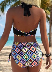 Multi Color Mid Waisted Ruched/shirred Tribal Print Bikini Set | thumb picture 