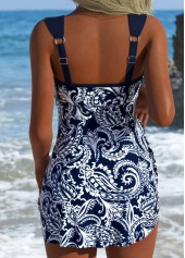 Navy Mid Waisted Tribal Print Tankini Set | thumb picture 