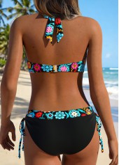 Black Mid Waisted Patchwork Tribal Print Bikini Set | thumb picture 