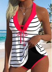 Multi Color Mid Waisted Striped Tankini Set | thumb picture 