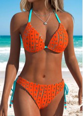 Orange Mid Waisted Layered Bikini Set | thumb picture 