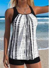 Black Patchwork Tie Dye Print Tankini Top-No Bottom | thumb picture 