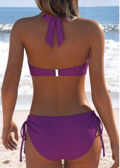 Dark Reddish Purple Mid Waisted Patchwork Bikini Set | thumb picture 