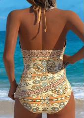 Dark Camel Mid Waisted Two-piece Tribal Print Tankini Set | thumb picture 