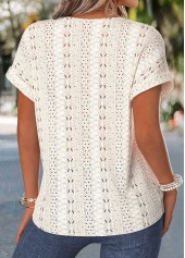 Beige Tummy Coverage Short Sleeve Round Neck Blouse | thumb picture 