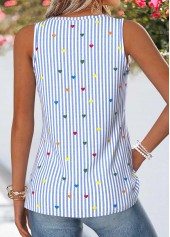 Blue Striped Patchwork Sleeveless V Neck Tank Top | thumb picture 