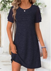 Navy Short Patchwork Round Neck Dress