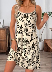 Black Leaf Print Short Tummy Coverage Dress and Cardigan | thumb picture 