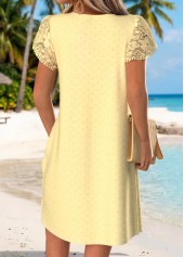 Light Yellow Short Tummy Coverage Asymmetrical Neck Dress | thumb picture 