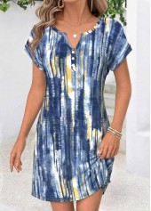 Multi Color Geometric Print Short Tummy Coverage Dress