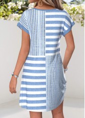 Denim Blue Geometric Print Short Tummy Coverage Dress | thumb picture 