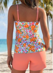 Coral Mid Waisted Layered Floral Print Tankini Set | thumb picture 