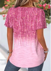 Pink Ombre Tummy Coverage Short Sleeve Square Neck Blouse | thumb picture 