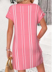 Pink Striped Short Tummy Coverage Sleeveless Split Neck Dress | thumb picture 