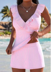 High Waisted Striped Pink Tankini Set | thumb picture 