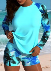 Cyan Mid Waisted Tummy Coverage Tankini Set