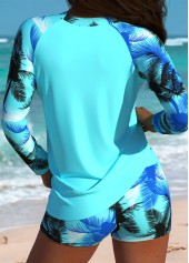 Cyan Mid Waisted Tummy Coverage Tankini Set | thumb picture 