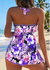 Purple Layered Floral Print One Piece Swimdress | thumb picture 