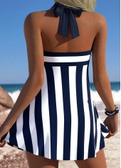Navy Mid Waisted Striped Tankini Set | thumb picture 
