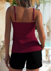 Wine Red Mid Waisted Layered Tankini Set | thumb picture 