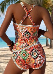 Multi Color Mid Waisted Tribal Print Tankini Set | thumb picture 