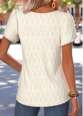 Beige Shirred Short Sleeve Tunic Blouse | thumb picture 