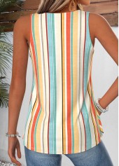 Multi Color Striped Curved Hem Sleeveless Tank Top | thumb picture 