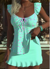 Mint Green Mid Waisted Floral Print Tankini Set