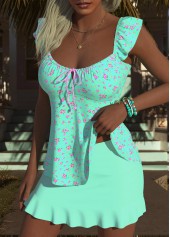 Mint Green Mid Waisted Floral Print Tankini Set | thumb picture 
