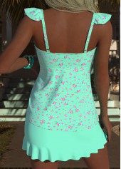 Mint Green Mid Waisted Floral Print Tankini Set | thumb picture 
