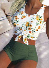 Sage Green High Waisted Ditsy Floral Print Bikini Set | thumb picture 