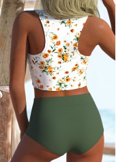 Sage Green High Waisted Ditsy Floral Print Bikini Set | thumb picture 