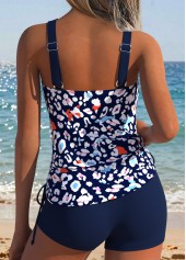 Navy Mid Waisted Patchwork Leopard Tankini Set | thumb picture 