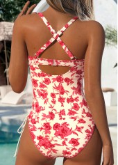 Beige Cut Out Floral Print One Piece Swimwear | thumb picture 