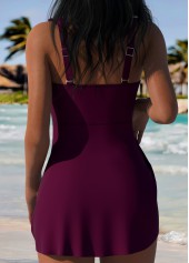 Wine Red Mid Waisted Tummy Coverage Tankini Set | thumb picture 