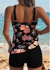 Black Mid Waisted Patchwork Floral Print Tankini Top-No Bottom | thumb picture 