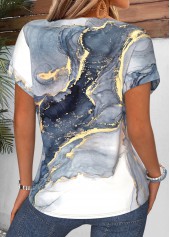 Blue Ombre Curved Hem Short Sleeve T Shirt | thumb picture 