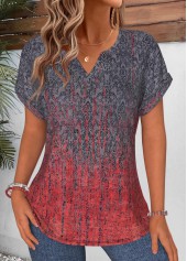 Multi Color Tribal Print Curved Hem T Shirt | thumb picture 