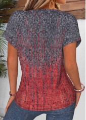 Multi Color Tribal Print Curved Hem T Shirt | thumb picture 