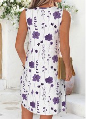 White Floral Print Short Tummy Coverage Sleeveless Dress | thumb picture 