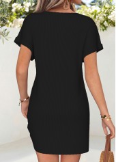 Black Short Patchwork V Neck Dress | thumb picture 