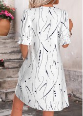 White Polka Dot Short Shirred Half Sleeve Dress | thumb picture 