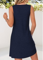 Navy Short Patchwork Sleeveless V Neck Dress | thumb picture 