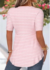 Pink Striped Short Sleeve Fake Two Piece Twinset | thumb picture 