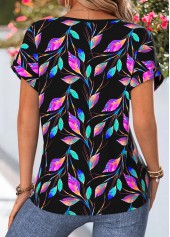 Black Floral Print Tummy Coverage Short Sleeve Blouse | thumb picture 