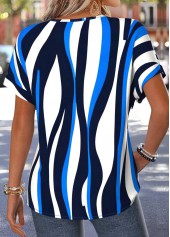 Blue Geometric Print Tummy Coverage Short Sleeve T Shirt | thumb picture 