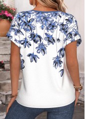 White Floral Print Tummy Coverage Short Sleeve Blouse | thumb picture 