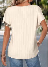 Beige Geometric Print Button Short Sleeve T Shirt | thumb picture 