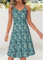 Blackish Green Floral Print Two-piece Dress and Cardigan | thumb picture 